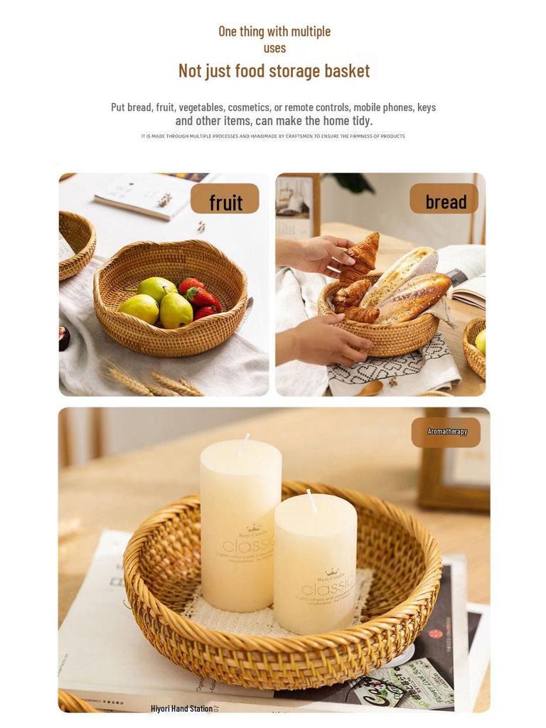 Vietnamese Handmade Woven Autumn Vine Basket for Snacks, Fruit, or Candy - Perfect for Living Room or Coffee Table.