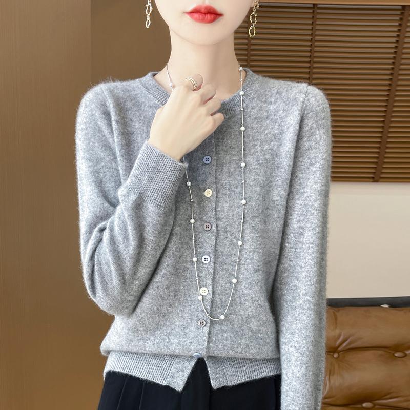 QingHe Cashmere Women's 30% Cashmere Cardigan - Soft & Warm Wool Blend Sweater