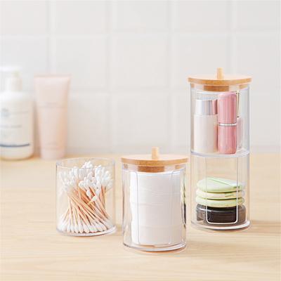 Acrylic Transparent Organizer Cotton Swab Holder Cosmetic Storage Makeup Cotton Pad Clear Container Nailpolish Lipstick Puff Box