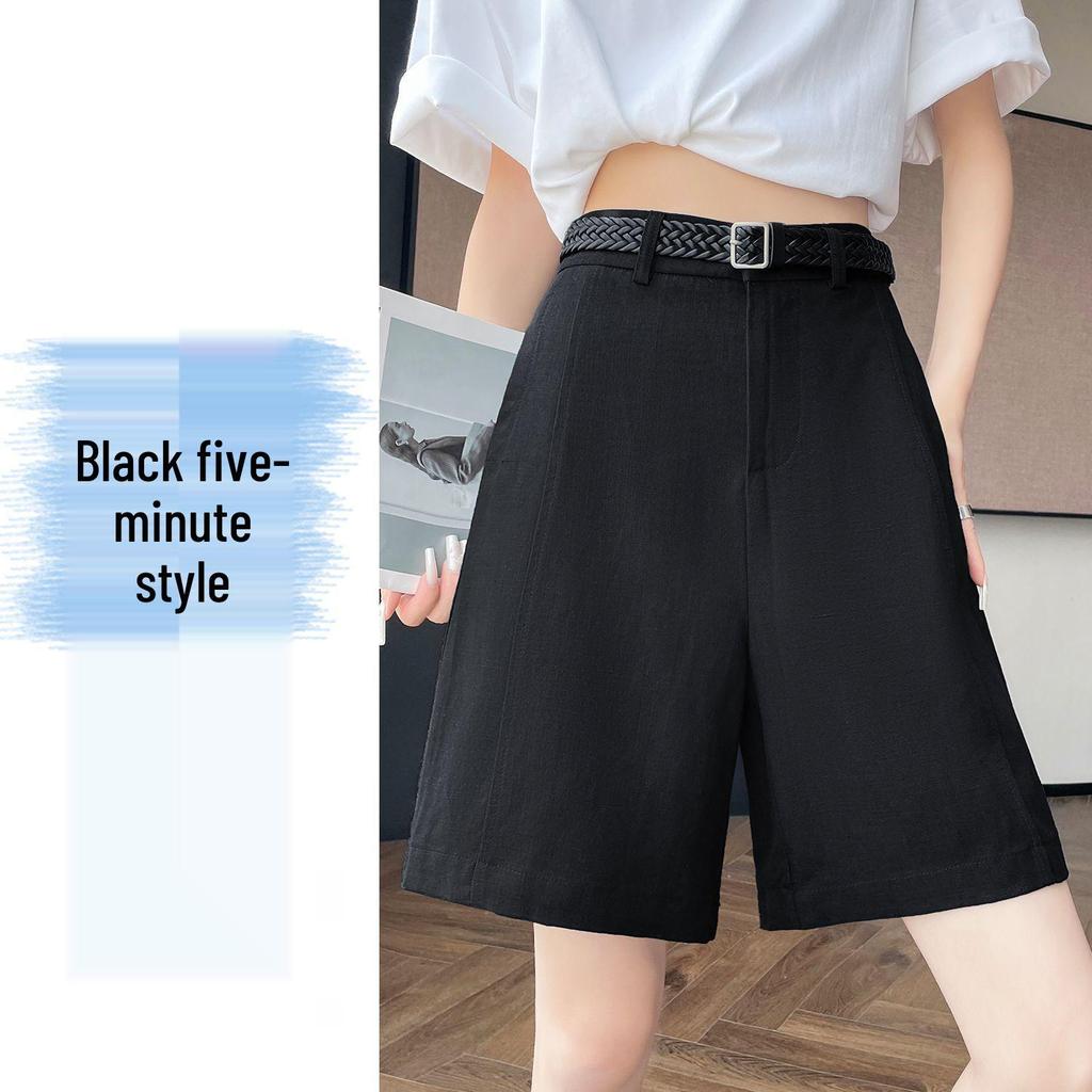 High-Waisted Tencel Linen Wide-Leg Shorts - Casual A-line Summer Style for Women