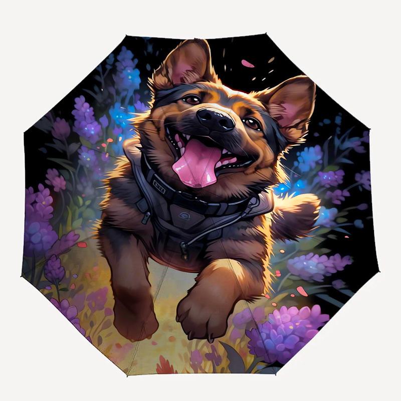 German Shepherd, Floral Garden- Automatic Umbrella,Suitable for Men and Women,Suitable for Birthdays, Christmas, Gifts for Fashion Lovers0953b