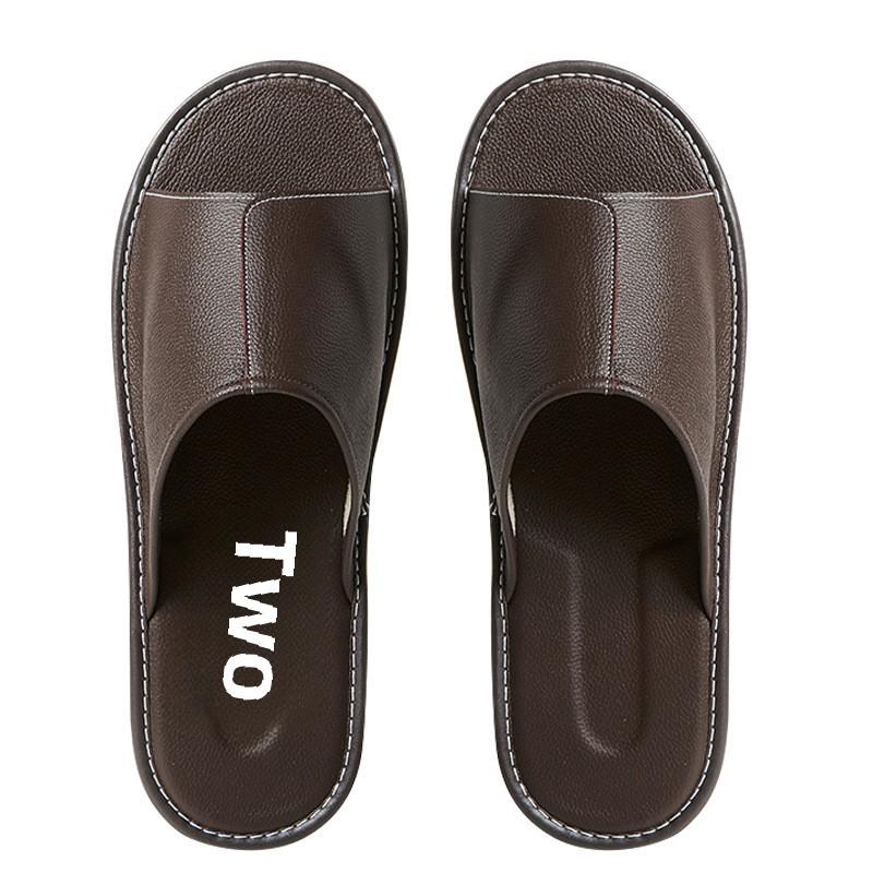 Große Herren-Hausschuhe aus echtem Rindsleder – rutschfest, Sommerkomfort für zu Hause, Übergrößen erhältlich