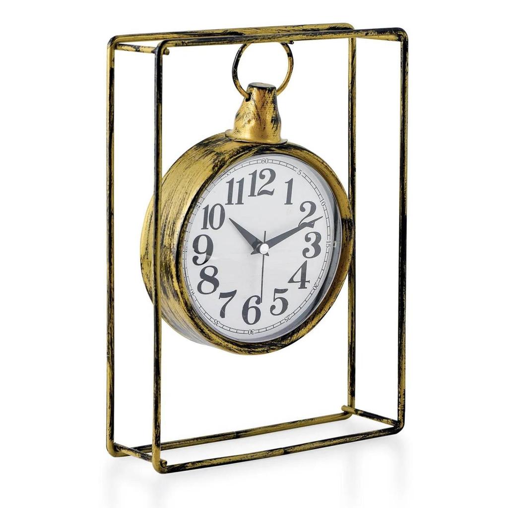 MUYIKA Supera Decorative Metal Table Clock with Silent Mechanism, 23x32 Cm, 3 Different Colors, Home Decoration, Table and Desk Clock, Stylish Clock
