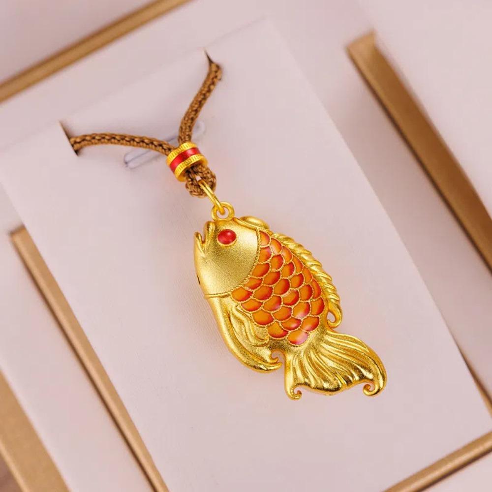Gold Fish Dragon Pendant Necklace Vintage Collarbone Necklace Chinese Style Necklace Wedding