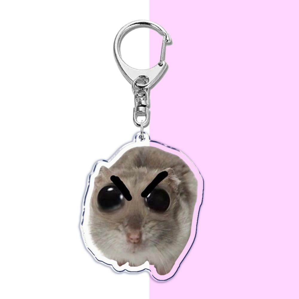 Fun Meme Im Just A Girl Sad Hamster Key Chain Keychains Ring for Accessories Bag Funny Pendant Keyring Jewelry Fans Gifts