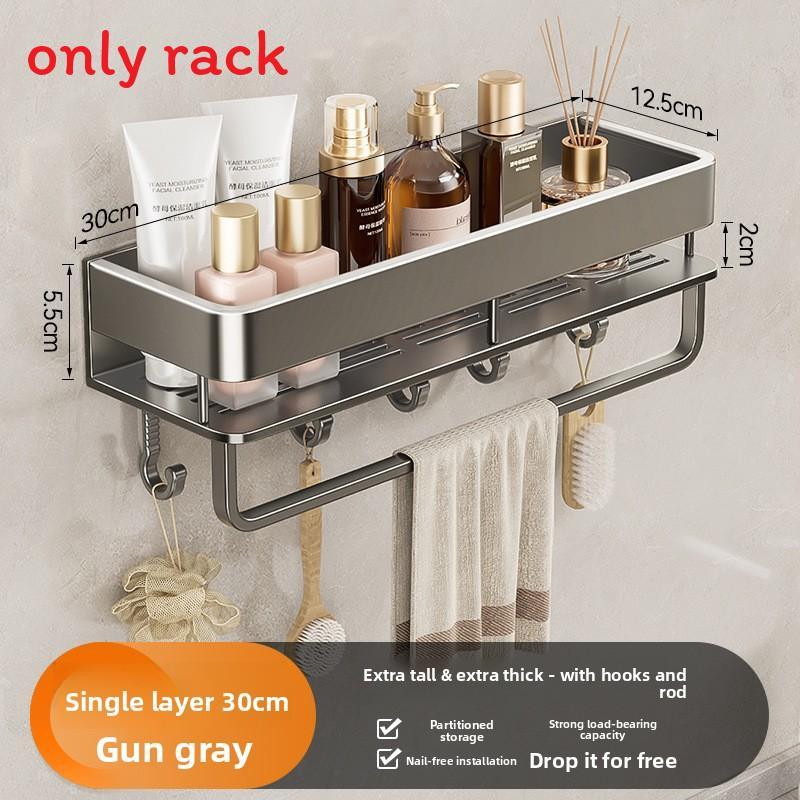 Modernes minimalistisches Badezimmer-Aufbewahrungsregal mit Haken und zwei Ebenen für den Heimgebrauch