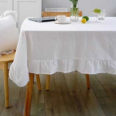 100% Baumwolle Tischdecke Waschbare Tischdecke für Hochzeitsfeier Essbankett Dekoration Luxuriöse Tischdecke Rüschennaht