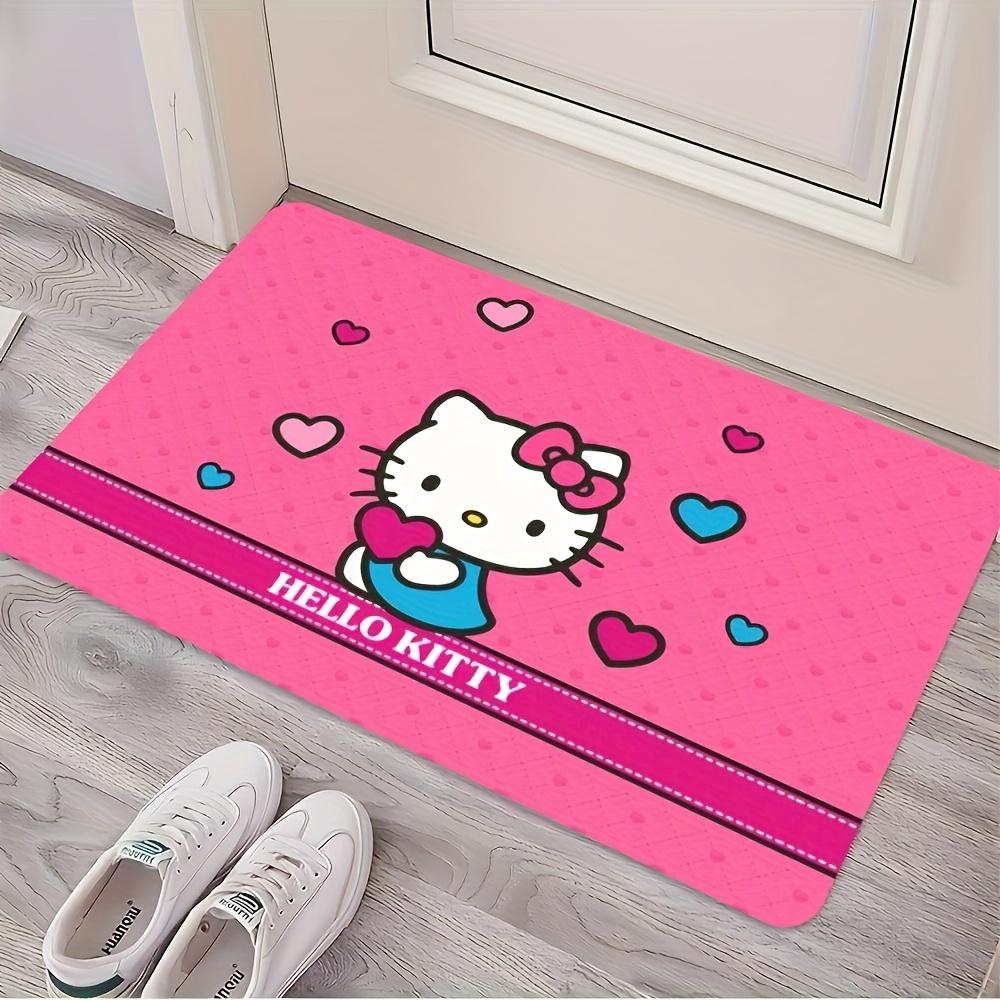 Hello Kitty Flannel Bath Mat - Soft, Thick, Non-Slip, Machine Washable with Pink Heart Design, Suitable for Bathroom, Living Room, Bedroom, 60*90cm