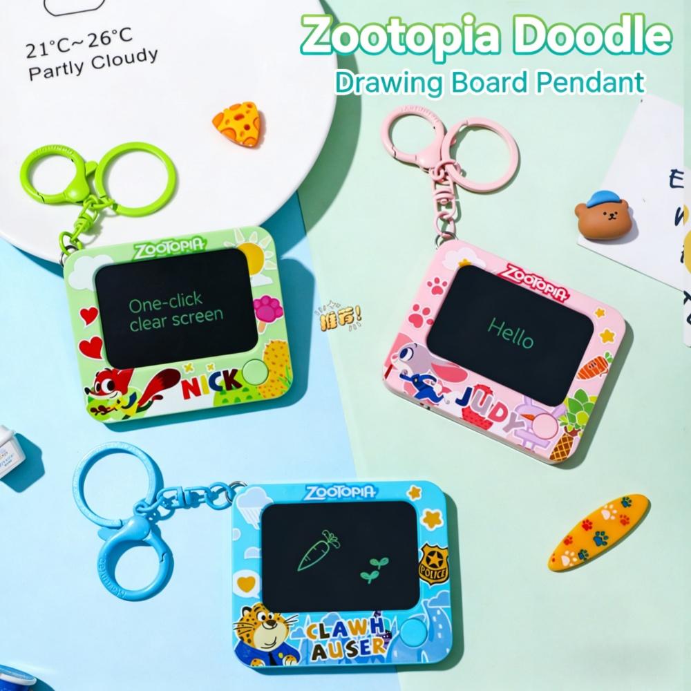 Genuine Zootopia Drawing Board Keychain for Girls Judy Nick Erasable Writing Pad Toy Keychain Clip Birthday Party Favor