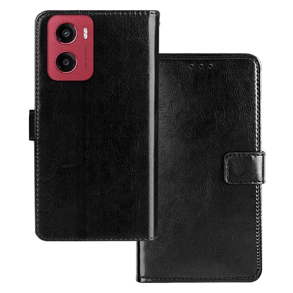 

For Motorola Moto G05 4G Case Wallet Leather Phone Cover Crazy Horse Texture Black
