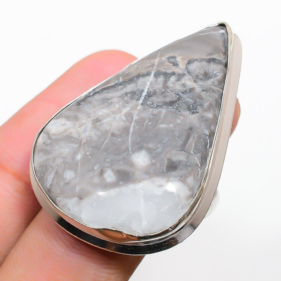 

Подарочное кольцо из стерлингового серебра 925 пробы с натуральным драгоценным камнем малигано яшма, размер 7 o8h80