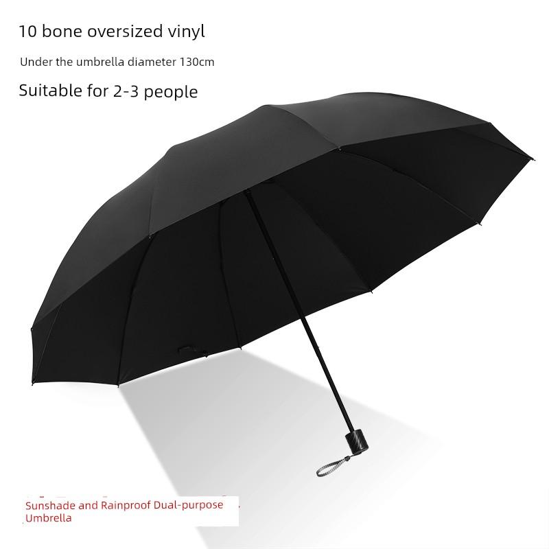 Large Umbrella for Men, Reinforced and Thickened, Sturdy and Wind-Resistant, Dual-Purpose for Sun and Rain, Manual Folding, Black Coating for Sun