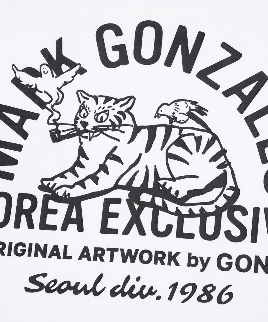 Mark Gonzales Korea Edition Smoking Tiger Short Sleeve T-Shirt - White