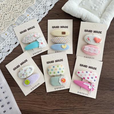 Children's Heart Floral Oval Hair Clip - Sweet Girls' Bow Hairpin