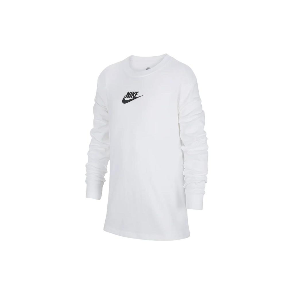 Nike Maglietta a maniche lunghe tinta unita con logo Sportswear per bambini Top bianchi FJ2958-100