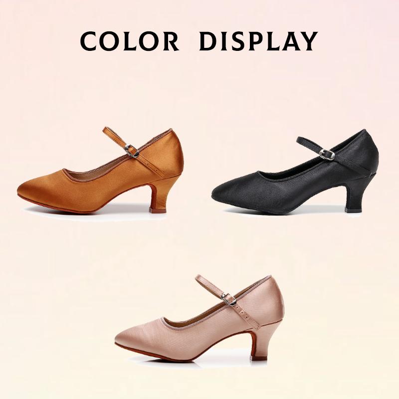 Women Modern Dance Shoes Closed Toe Soft Sole Medium Heels Ballroom Dancing Shoes