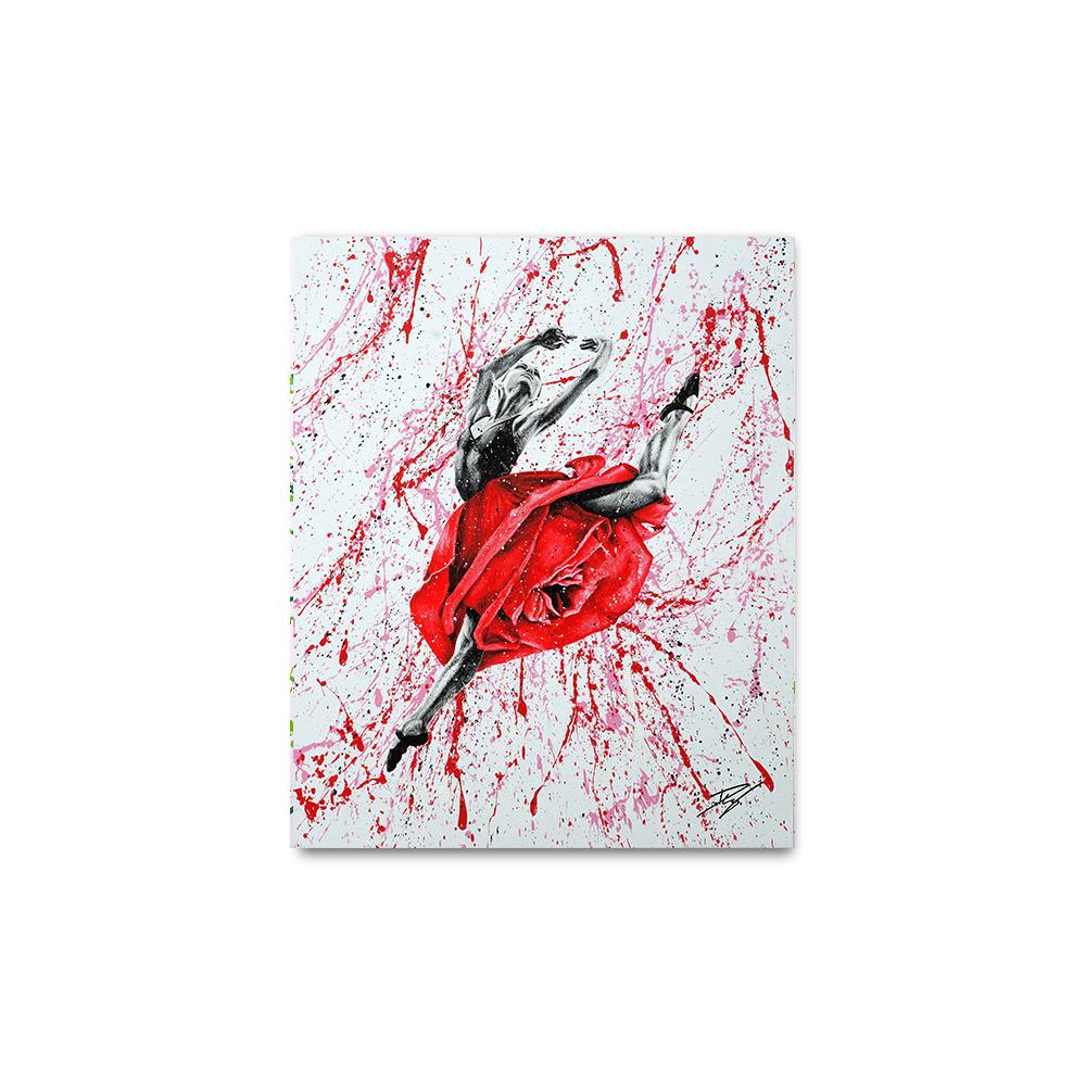 Original Elegant Women Dance Canvas Painting Wall Pictures For Living Room Modern Red Rose Flower Poster Wall Art Home Decor