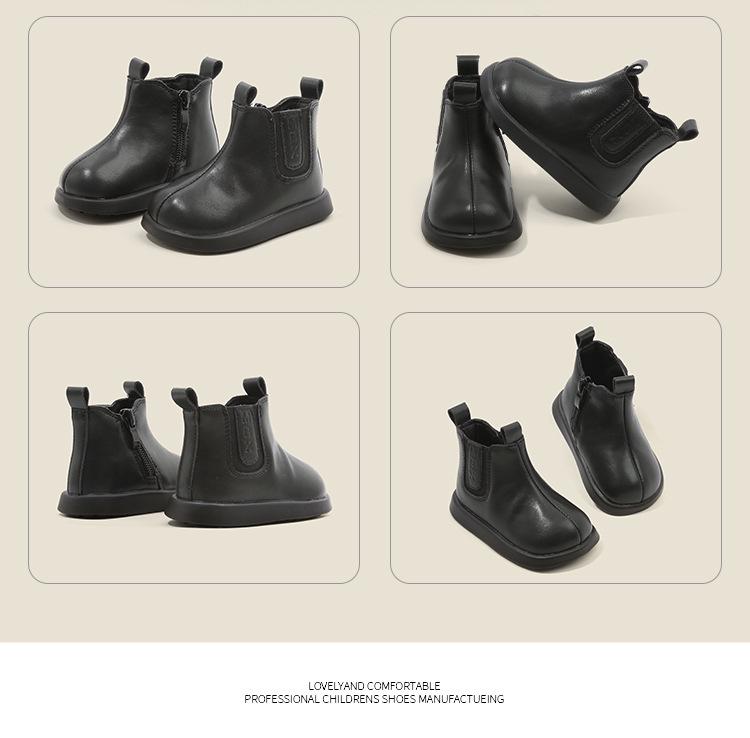 Boys' and Girls' Soft Leather Korean-Style Martin Boots for Autumn/Winter