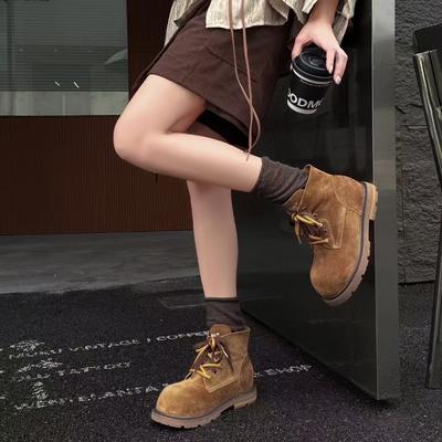 Top Layer Cowhide Women's 2026 Autumn and Winter New Women's High Top Retro Leather Women's Shoes Versatile Boots