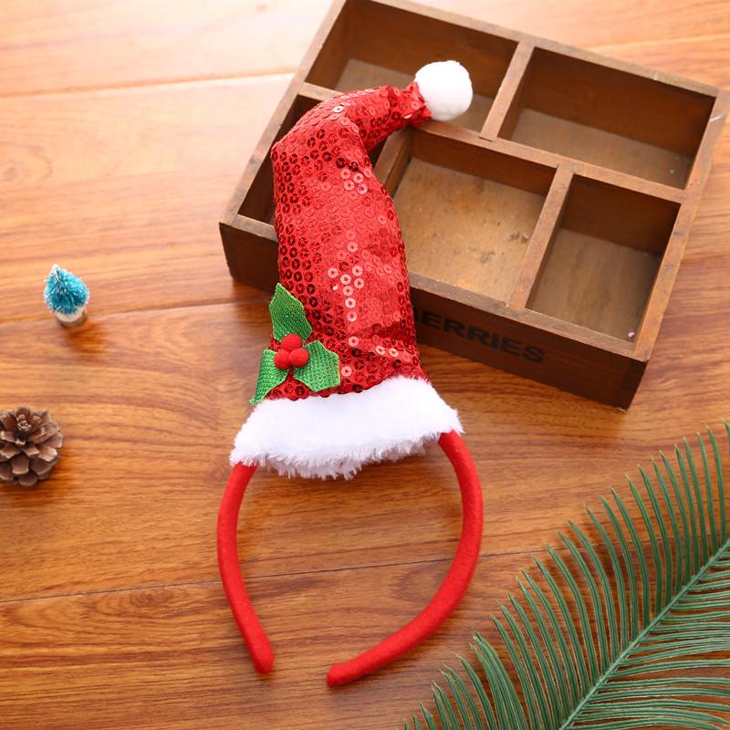 Sequin Christmas Hat Headband for Kids - Festive Hair Clip Gift