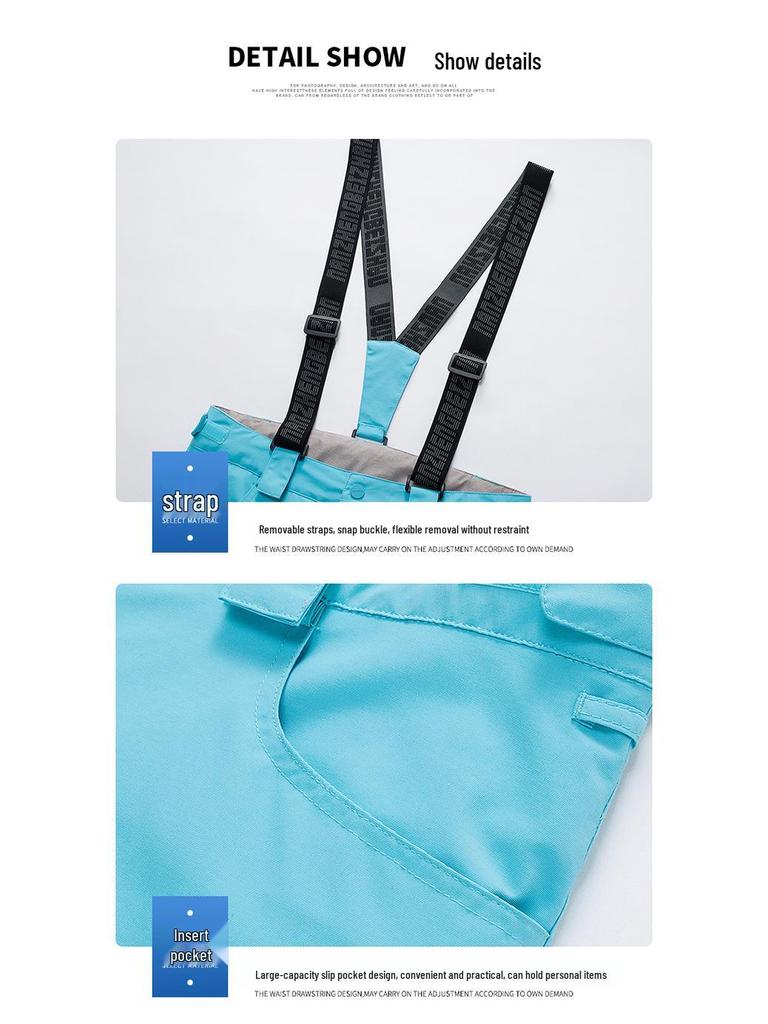 Unisex Waterproof Windproof Breathable Ski Pants - Heat-Sealed, Warm, Double Board