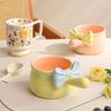 Cute Bowknot Ceramic Bowl with Handle, Aesthetic Salad, Dessert & Breakfast Oatmeal Bowl