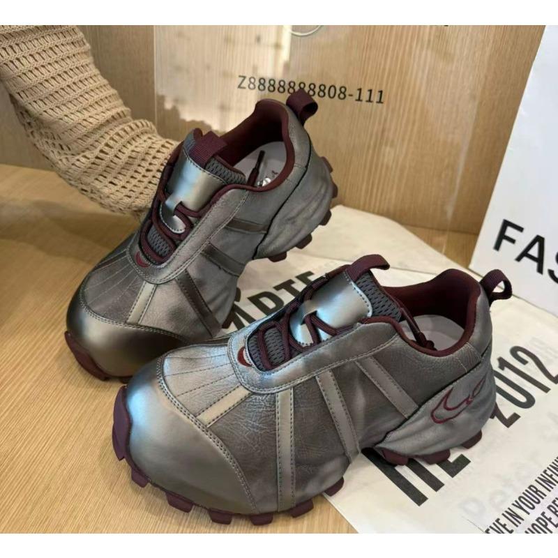 

Autumn new leather pure leather muffin thick sole inner height increase casual versatile women s shoes sports shoes women 40 серебряный