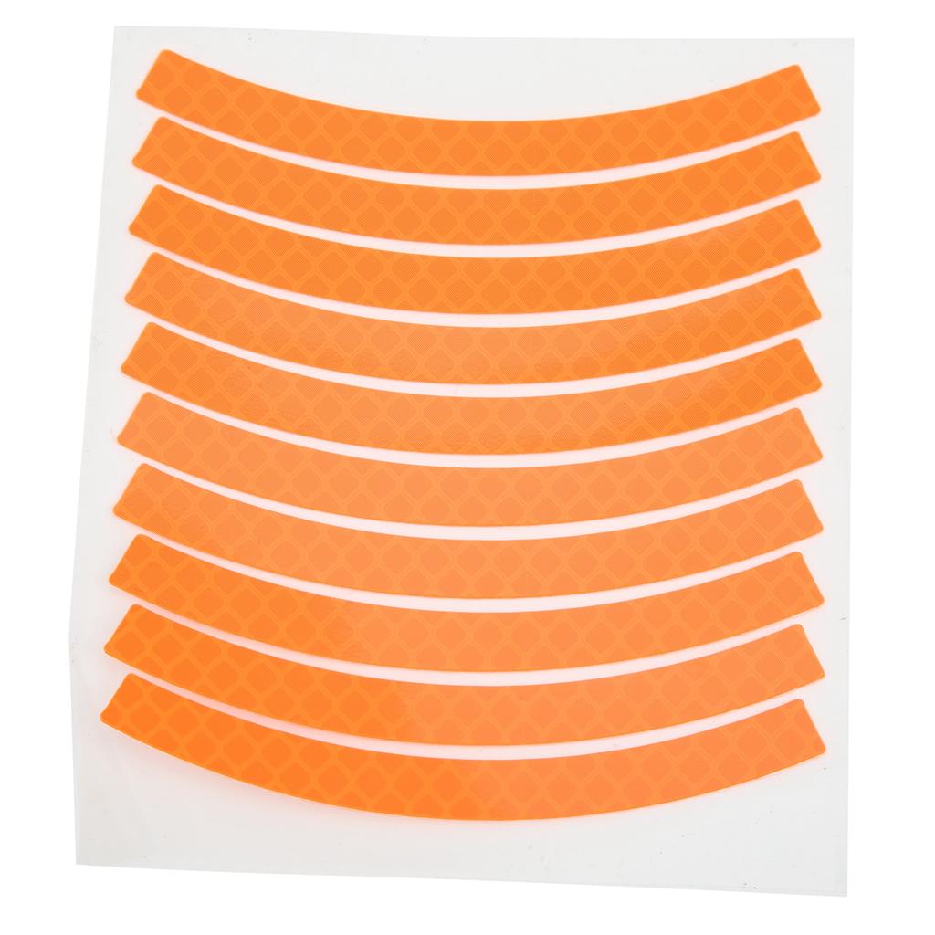 10pcs Bike Wheel Rim Reflective Stickers Waterproof Bicycle Safety Warning Sticker Tape Decoration (Orange)