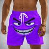 Lustiger Cartoon-Gesichtsdruck Herren Strandshorts Schnelltrocknend Atmungsaktiv Kordelzug Elastischer Bund Social Media Viraler Stil Badehose
