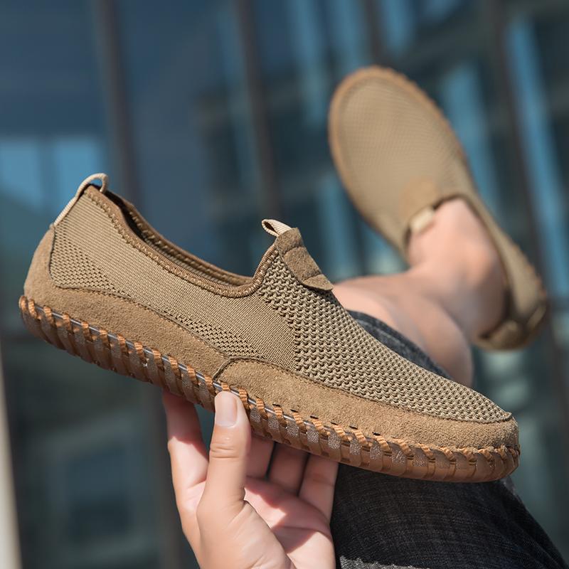 Men's Summer Loafers Breathable Mesh Slip - On Flat Shoes Comfortable Non - Slip Walking Shoes For Outdoor Activities