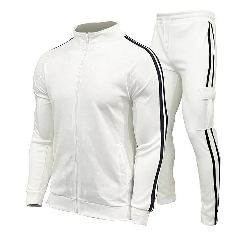 Outono inverno agasalho masculino zip up branco preto azul 2 peças conjuntos de roupas dos homens terno velo esporte moletom com capuz conjuntos de duas peças