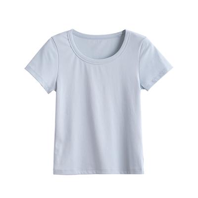 Rundhals Koreanischer Stil Schlankes Sommer Top Kurzarm Weißes T-Shirt Damen T-Shirt