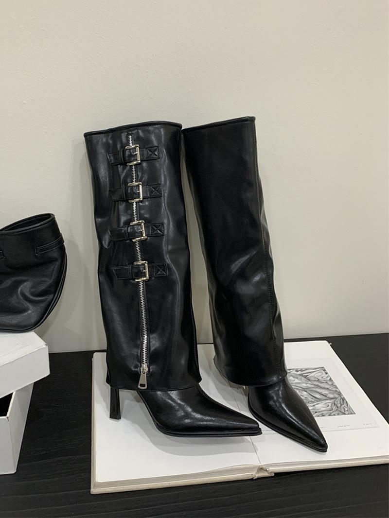 

Белые Брюки Ботинки Остроносые Высокий Каблук Сапоги Выше Колена Детские Скинни Spice Girls Рыцарские Сапоги 40