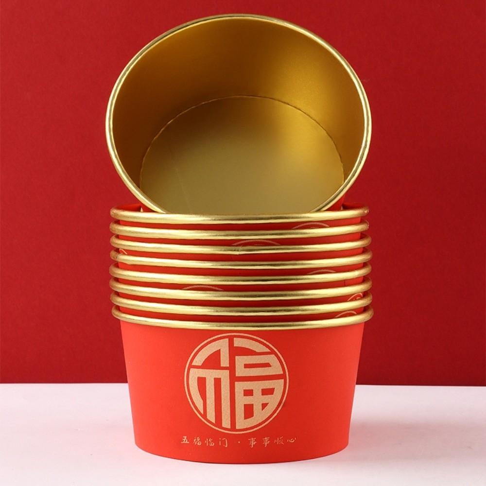 20pcs Paper Disposable Paper Bowls Lucky Fu Words Red Snack Bowls  Housewarming Party