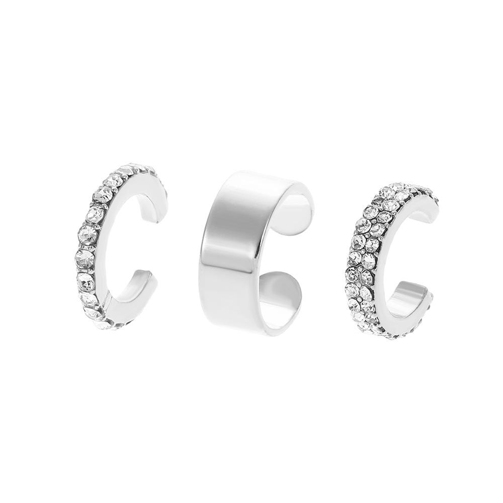 3Pcs Set Sparkling Ear Cuffs for Women Non Pierced Clip on Earrings Minimalist Statement Jewelry