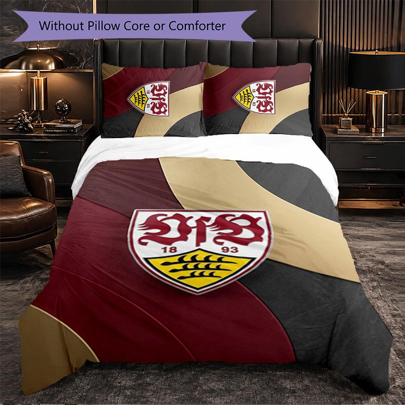 Set Biancheria da Letto Calcio VfB Stuttgart 3 Pezzi Morbido Set Copripiumino con Federe Set Decorazione Camera da Letto per la Casa