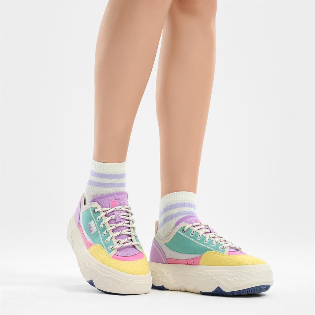 Fila Rock Comfortable Casual Low-Top Canvas Shoes Women Sneakers Yellow Blue F12W421301FBG