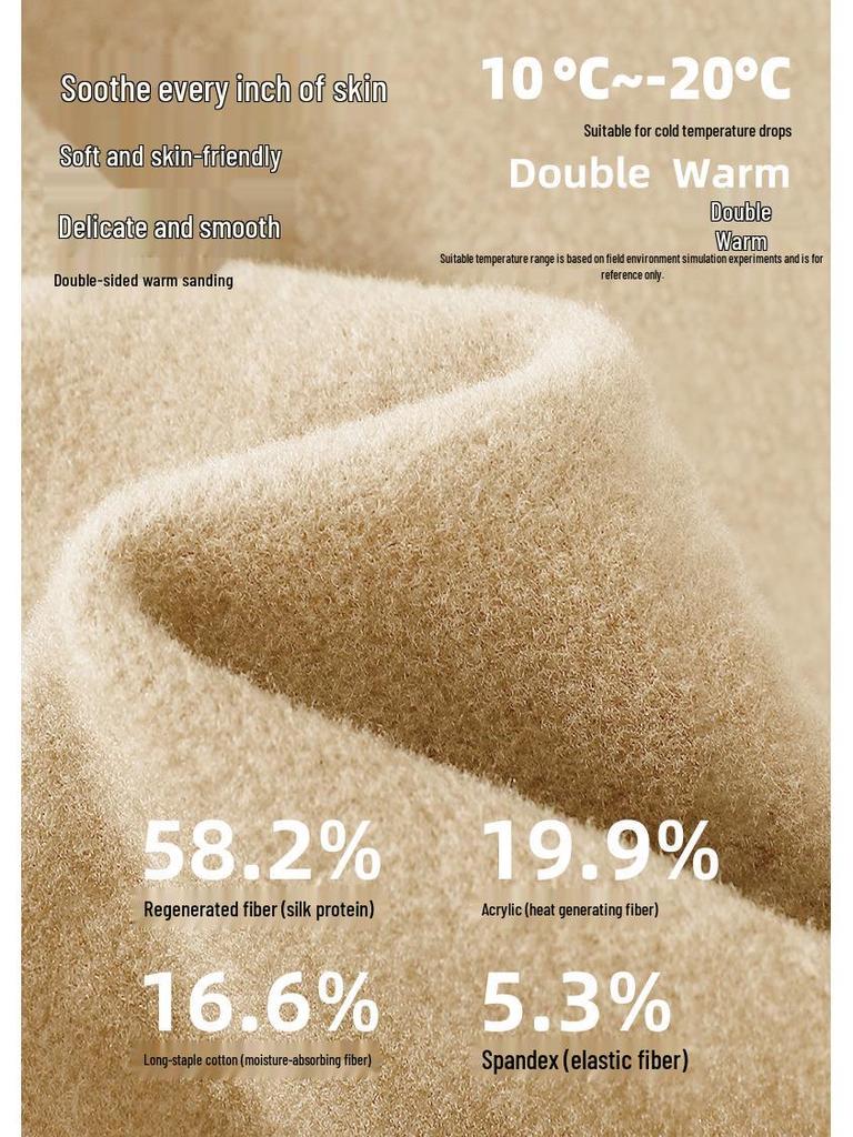 Dámská hřejivá sametová spodní souprava s fleecovou podšívkou - Zesílená, přiléhavá, 460G hřející, zimní dlouhé spodky s kyselinou hyaluronovou