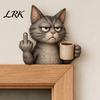 Holiday Door Frame Sign Middle Finger Animal Corner Sign, Funny Wooden Durable Wood Ornaments Decoration, Wall Hanging Ornament for Festive