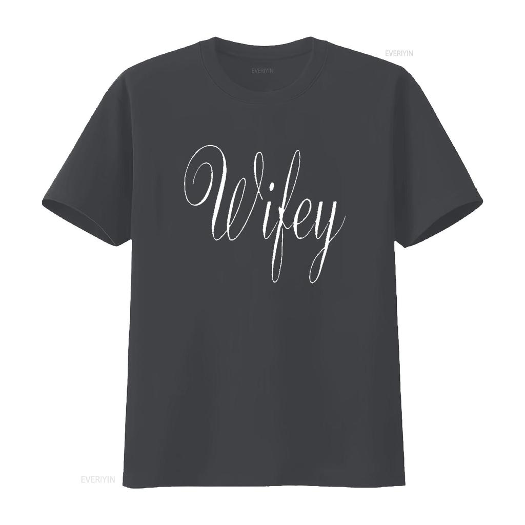 Wifey T Shirt Womens Cotton Dark Black Small vintage Washed designer clothes Soft fashion Slightly Casual graphic Versatile