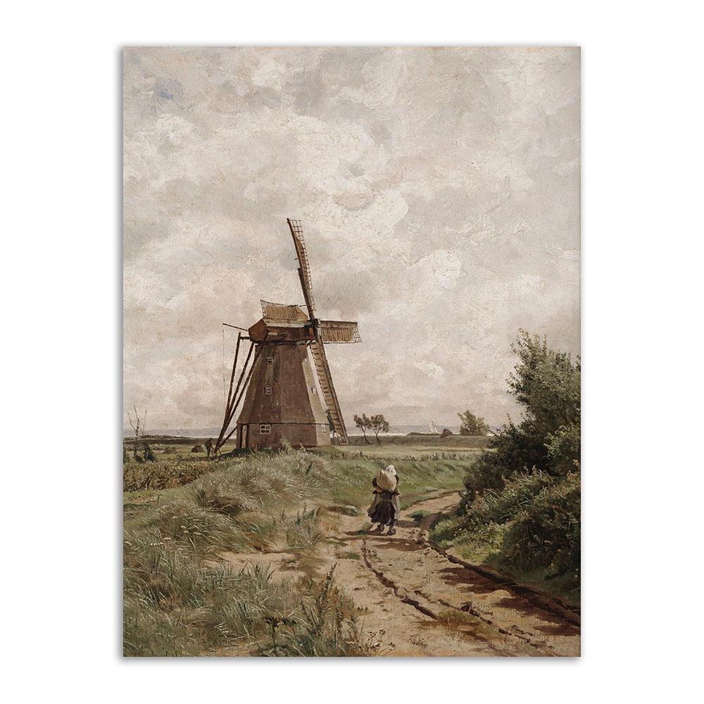 Vintage Gallery Wall Poster Print European Mountain Lake Landscape Canvas Painting Nordic Wall Art Living Room Home Decoration