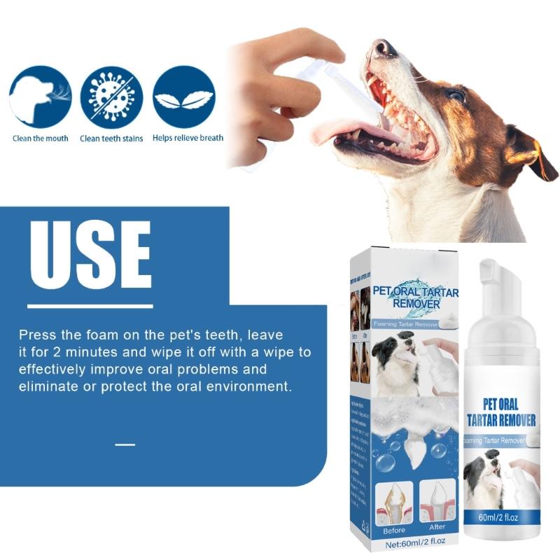Spumă Tartru Câine Elimină Respirația Urâtă Placă Material Natural Igienă Orală Îngrijire Dentară pentru Câini de Companie Pisici 2Oz