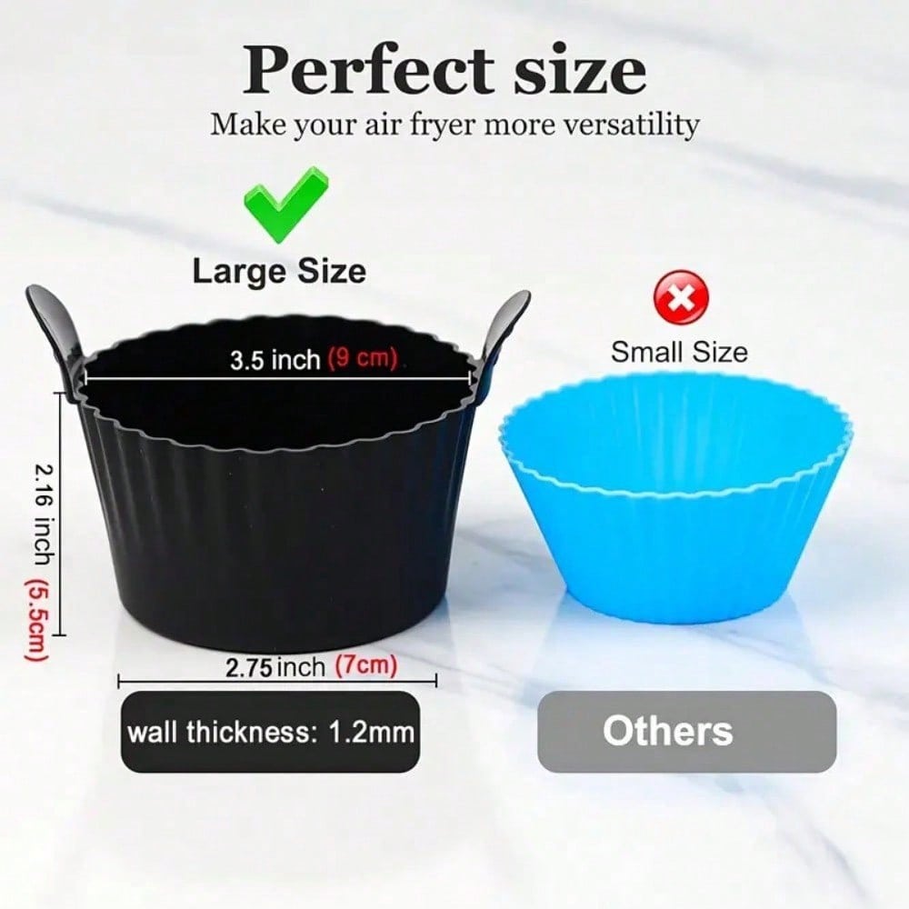 1/4PCS Reusable Silicone Air Fryer Liners and Baking Cups Accessories for Eggs Cakes Meatballs Non-Stick Kitchen Baking Tools