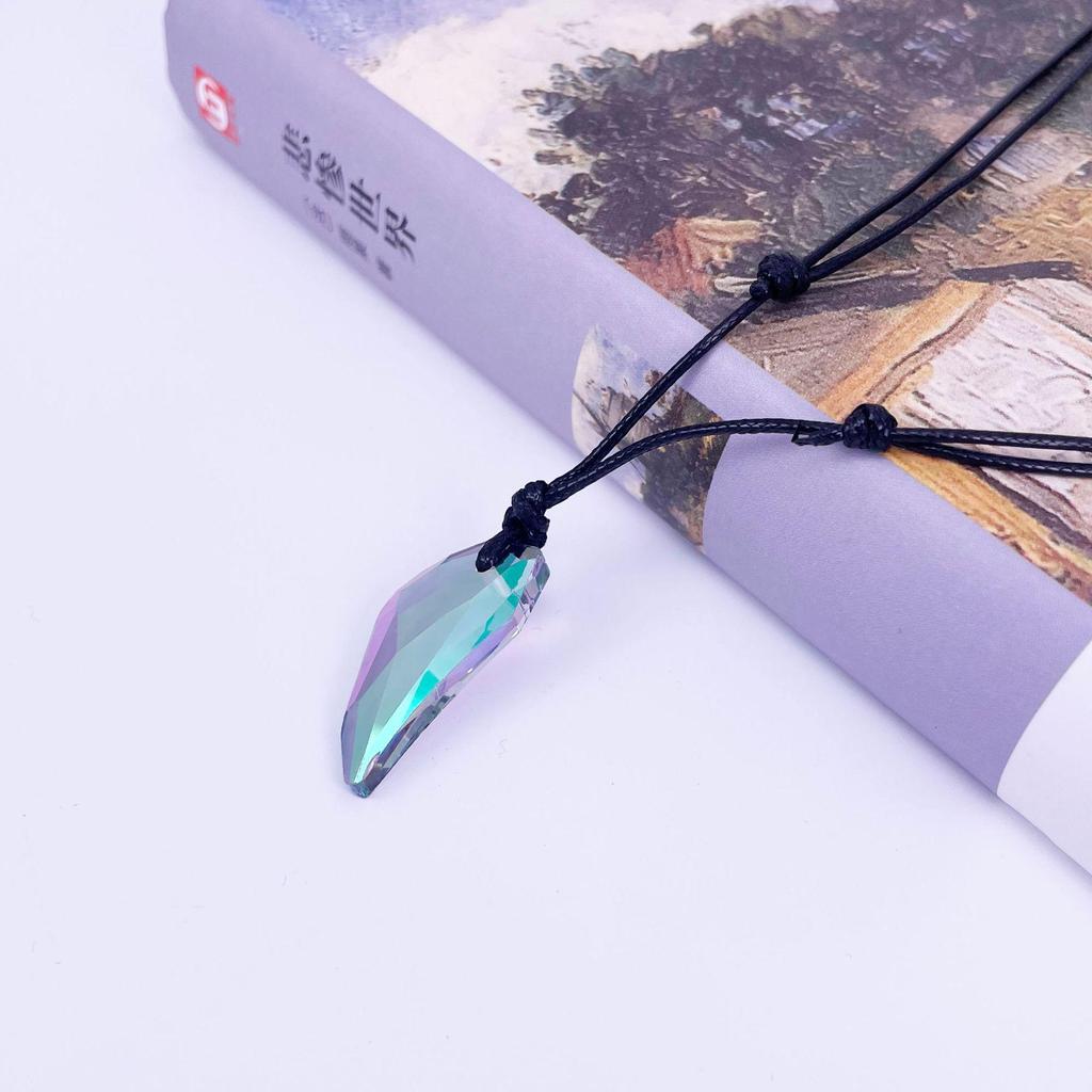 Wolf Tooth Crystal Pendant Necklace for Couples - Adjustable Korean Fashion Jewelry for Women & Men