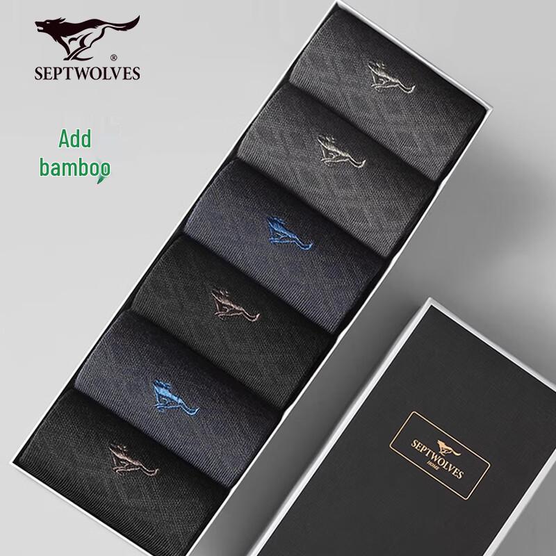 Qipilong Men s Anti-Odor Bamboo Fiber Mid-Calf Dress Socks One Size