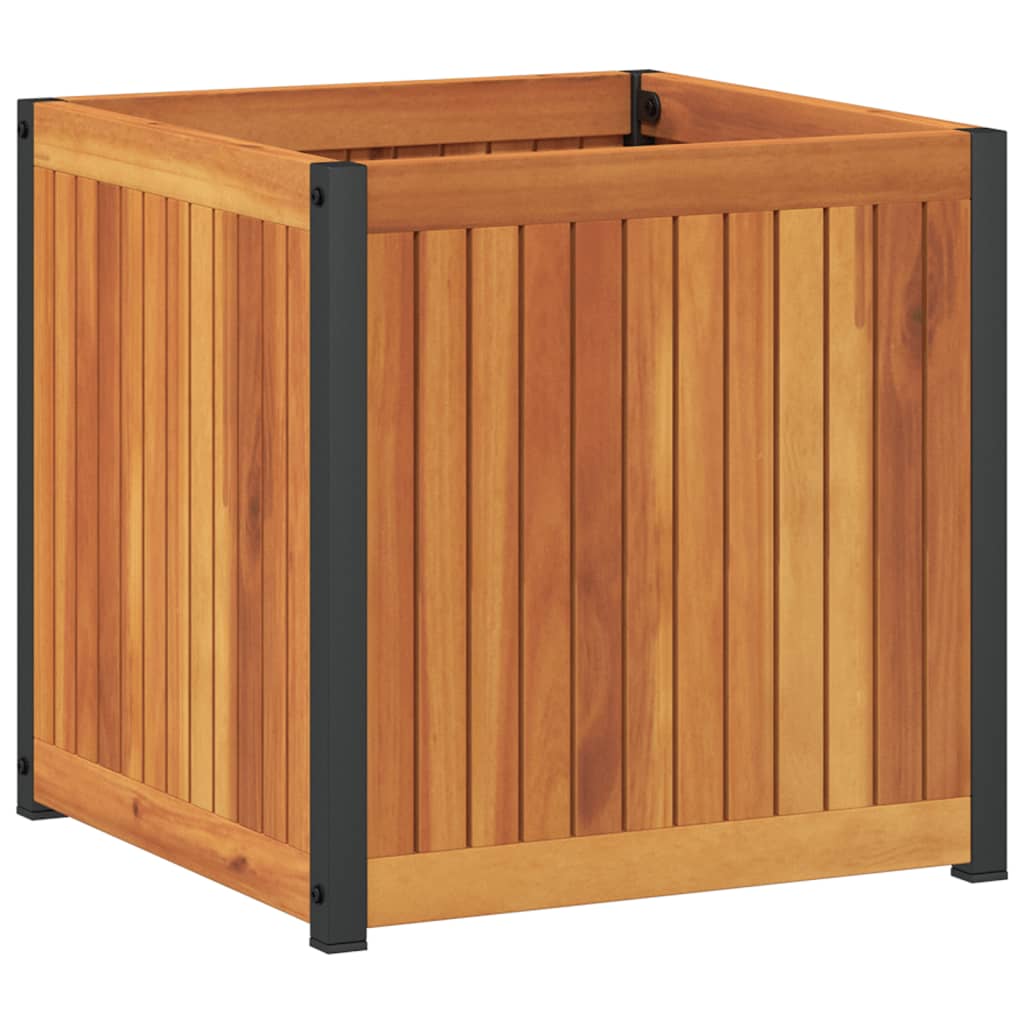 Plant Pot 45x45x44 cm Solid Acacia Wood and Steel