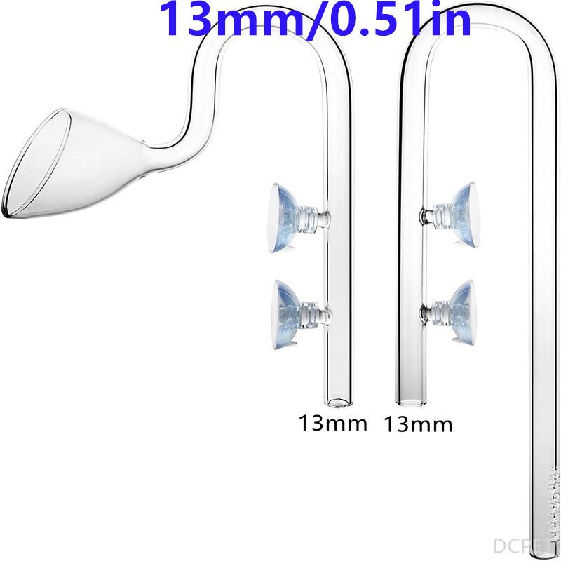Clear Glass Lily Pipe Outflow and Skimmer Inflow With Suction Cup 13mm 17mm For Aquarium Planted Fish Tank Aquatic Filter System