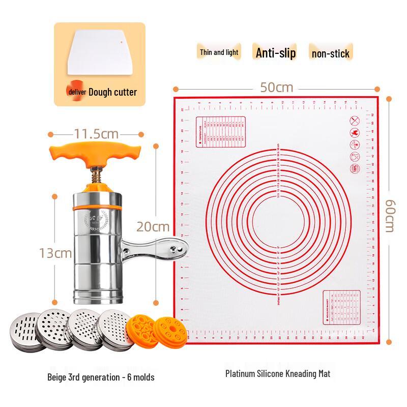

Ручная лапшерезка с 6 насадками и бамбуковым ковриком для замешивания теста