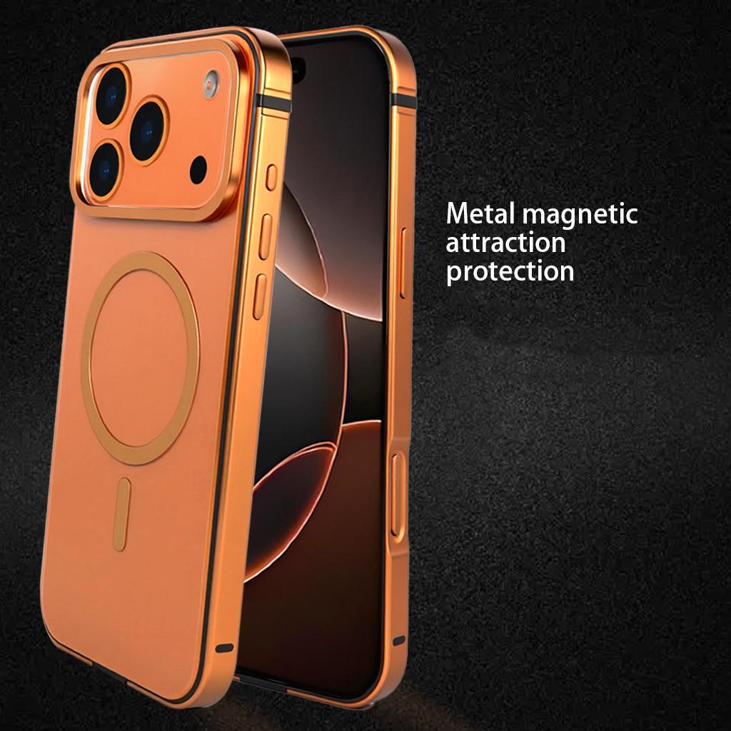 For iPhone 17 Pro Case Metal TPU Frame PC Back Phone Cover Compatible with MagSafe