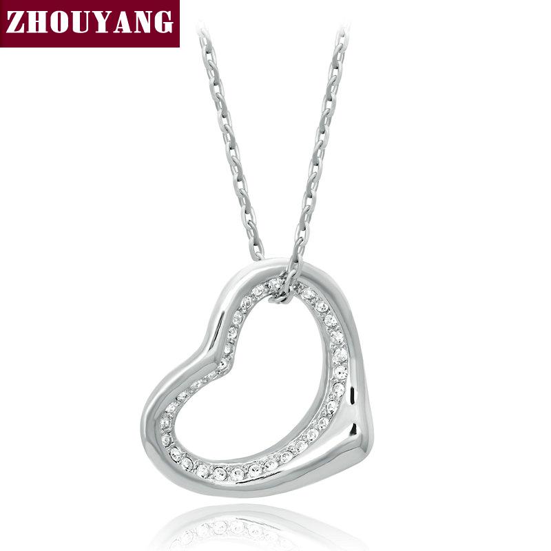 

TK INS Heart Pendant Necklace for Women simple elegant Silver color cubic zircon wedding party gifts Jewelry wholesale ZYN165